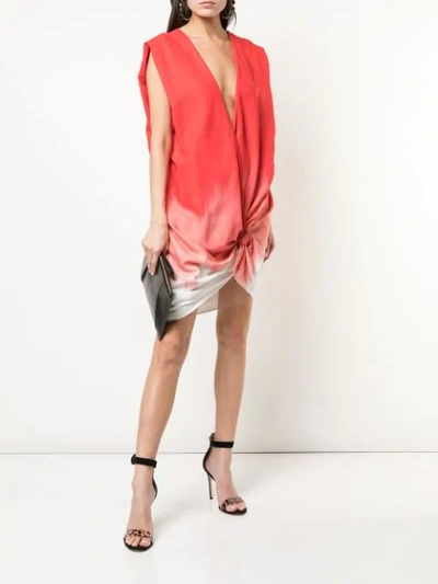 Shop Carmen March Gradient Knot Blouse In Red