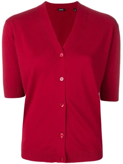 Shop Aspesi Short Sleeved Cardigan In Red