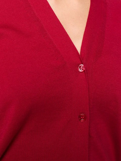 Shop Aspesi Short Sleeved Cardigan In Red