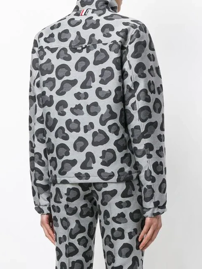 Shop Thom Browne Leopard Wool Jacquard Down Jacket In Grey