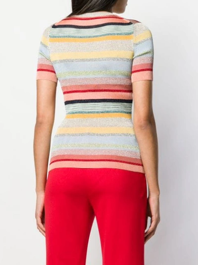Shop Missoni Short-sleeved Striped Knit Top In Neutrals