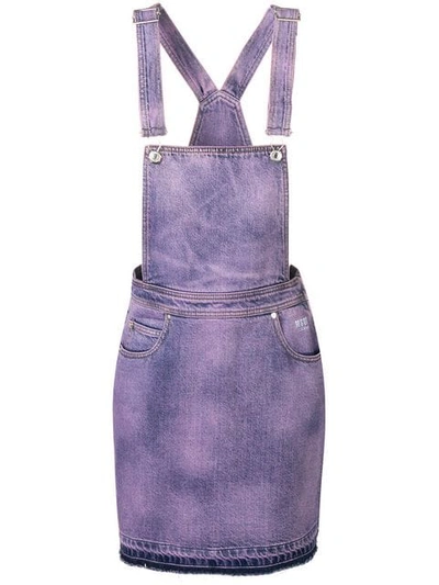 Shop Msgm Dungaree Dress In Pink