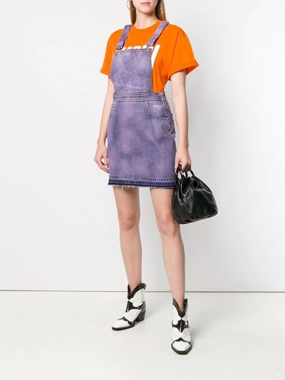 Shop Msgm Dungaree Dress In Pink