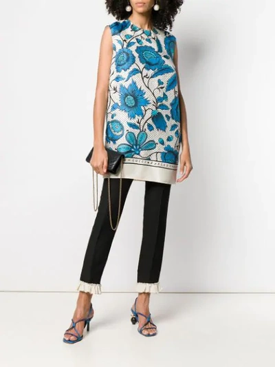 Shop Gucci Watercolour Flowers Tunic Top In Blue