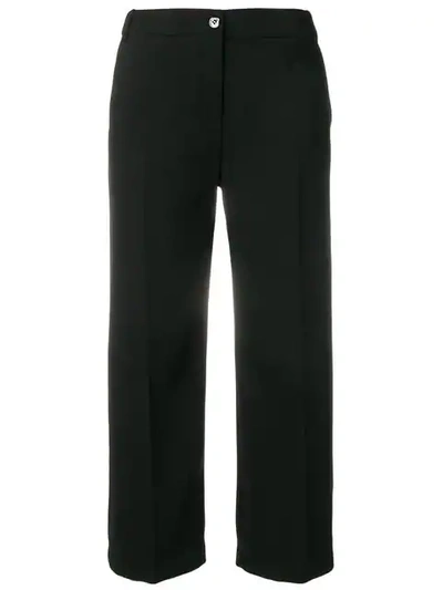 Shop Pinko Wide Leg Cropped Trousers In Black