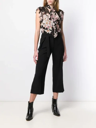 Shop Pinko Wide Leg Cropped Trousers In Black