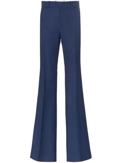 Shop Gucci Mid-rise Flared Trousers In Blue
