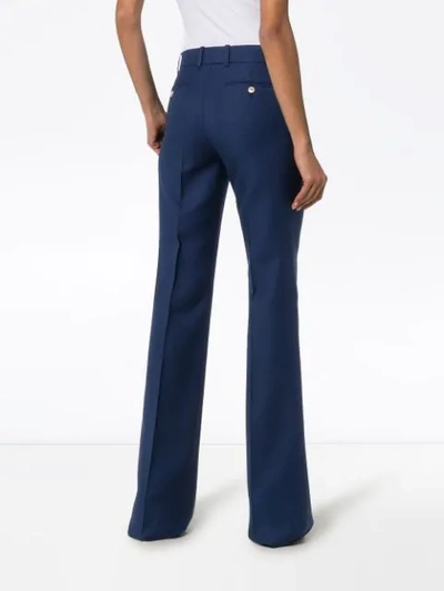 Shop Gucci Mid-rise Flared Trousers In Blue