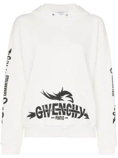 Shop Givenchy Logo Cotton Hoodie In Neutrals