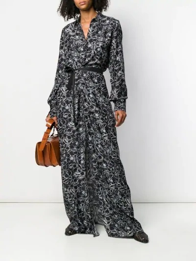 Shop A.f.vandevorst Ring Print Maxi Shirt Dress In Black