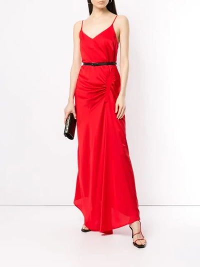 Shop Christopher Esber Incline Gathered Gown In Red