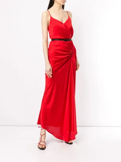 Shop Christopher Esber Incline Gathered Gown In Red