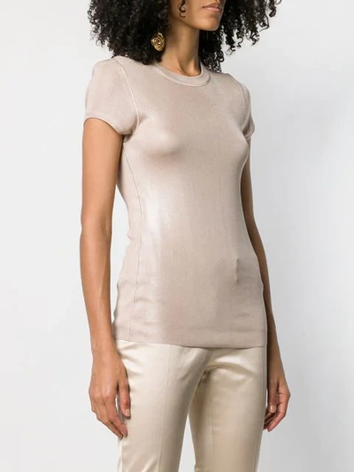 Shop Tom Ford Ribbed Round Neck T In Neutrals