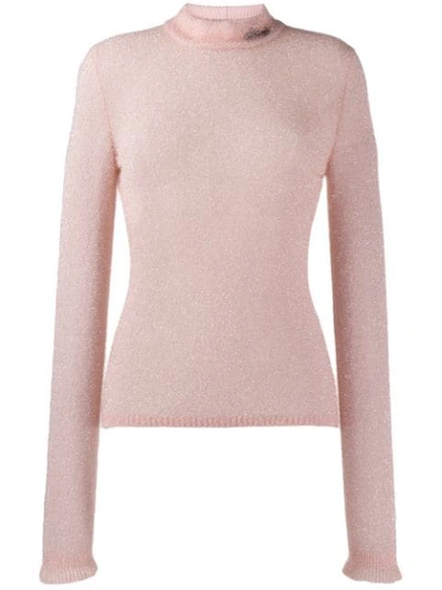 Shop Philosophy Di Lorenzo Serafini Textured Round Neck Sweater In Pink