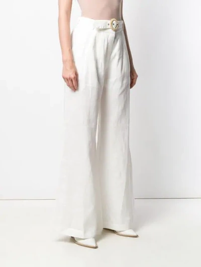 Shop Zimmermann High-rise Wide-leg Trousers In White