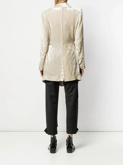 Shop Ann Demeulemeester Long Belted Blazer In Neutrals