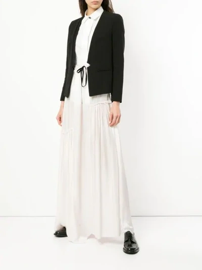 Shop Ann Demeulemeester Asymmetric Ruched Long Skirt In Nanet Pwde+ribbn Blk