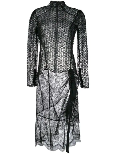 Shop Olivier Theyskens Sheer Lace Dress - Black