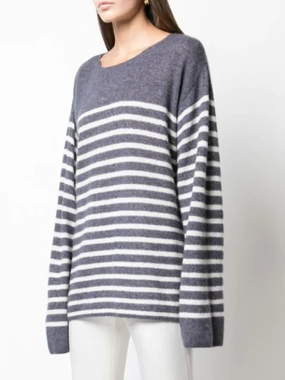 Shop Adam Lippes Oversized Striped Sweater In Blue