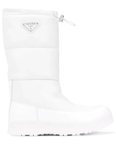 Shop Prada Padded Moon Boots In White