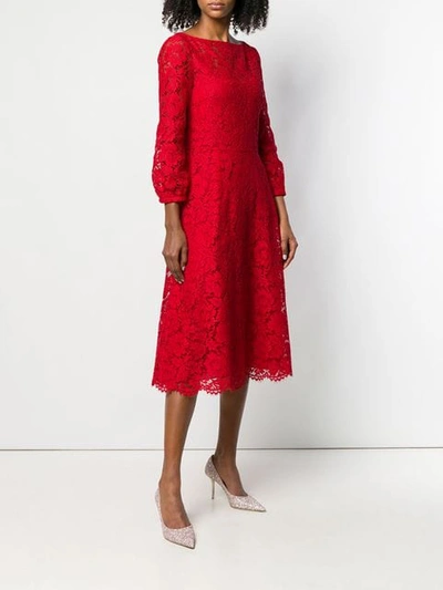 Shop Valentino Brocade Dress In Red
