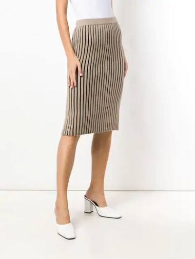 Shop Victoria Victoria Beckham Stripe Knitted Pencil Skirt - Neutrals