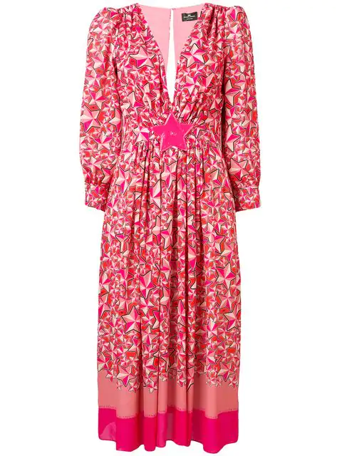 Elisabetta Franchi Printed Flared Dress In Pink | ModeSens