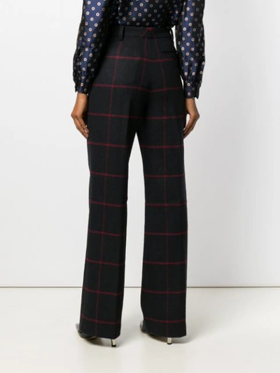 Shop Self-portrait Checked Flared Trousers - Blue