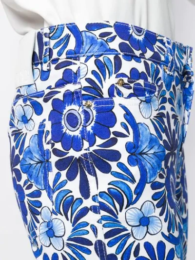 ESCADA 花卉图案八分牛仔裤 - 蓝色