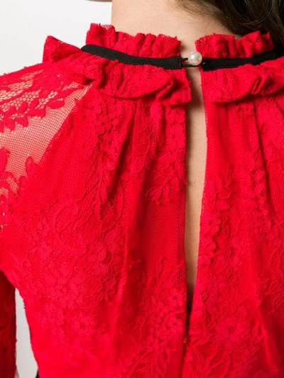 THREE FLOOR 蕾丝图案连衣裙 - 红色