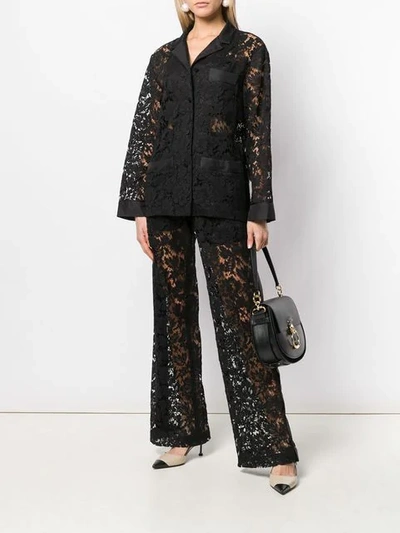 Shop Valentino Floral Lace Shirt In Black