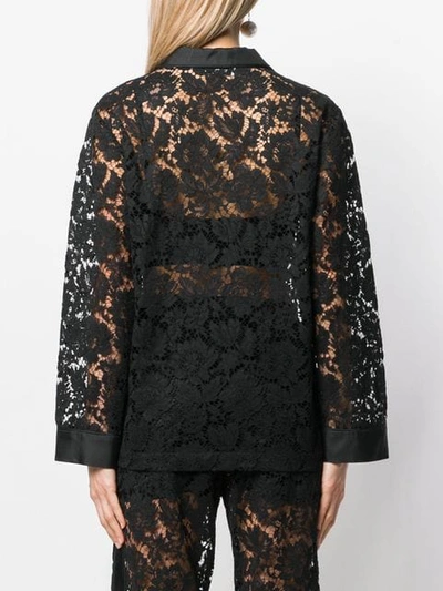 Shop Valentino Floral Lace Shirt In Black
