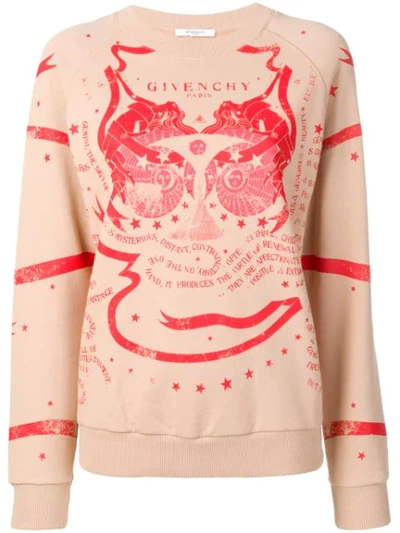 Shop Givenchy Printed Crew Neck Sweatshirt In Neutrals