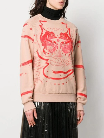 Shop Givenchy Printed Crew Neck Sweatshirt In Neutrals