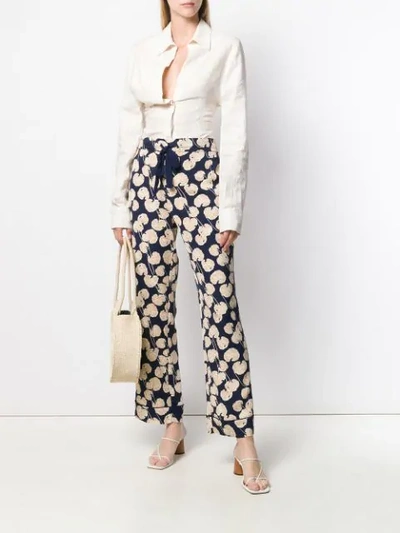 Shop Diane Von Furstenberg Leaf Kimono Trousers In Blue