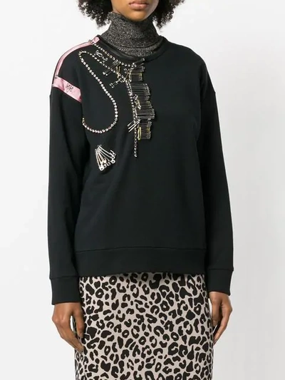 Shop N°21 Pin-embellished Cotton Jersey Sweatshirt In Black