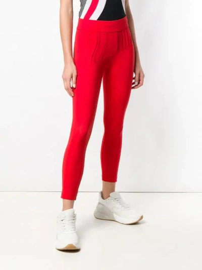 Shop No Ka'oi Pintuck Panel Front Leggings In Red