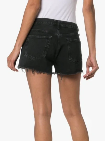 Shop Agolde Distressed Denim Shorts In Black