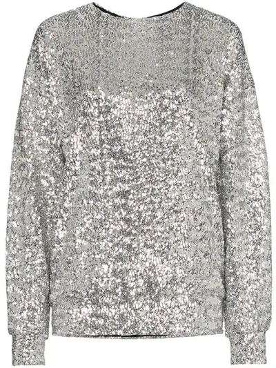 Shop Isabel Marant Olivia Sequin Embellished Top In Metallic