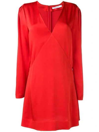 Shop Givenchy Long Sleeve Mini Dress In Red