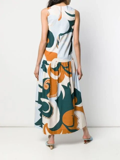 ALYSI ABSTRACT PRINT DRESS - 蓝色