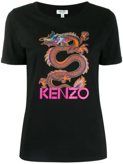 Shop Kenzo Dragon Print T-shirt In Black