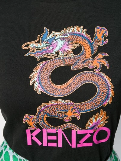 Shop Kenzo Dragon Print T-shirt In Black