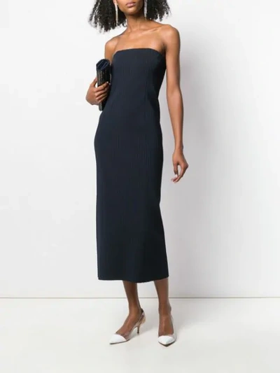 Givenchy Strapless Ribbed-knit Midi Dress In Blue