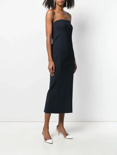 Givenchy Strapless Ribbed-knit Midi Dress In Blue