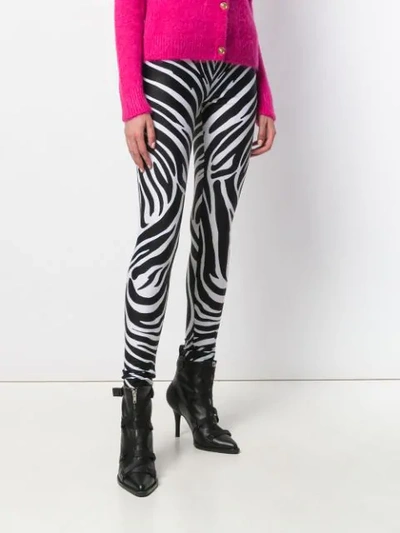Shop Versace Zebra Print Leggings In Black