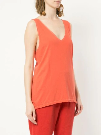 Shop Bassike V-neck Tank Top - Orange