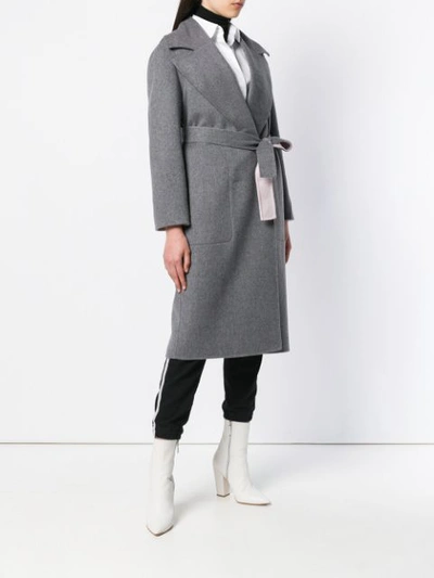 AGNONA CASHMERE BELTED COAT - 灰色