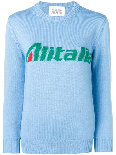 Shop Alberta Ferretti Alitalia Knit Sweater In Blue