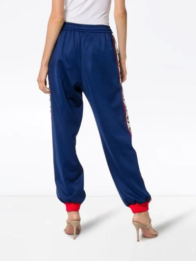 Shop Gucci Logo-stripe Track Pants In Blue